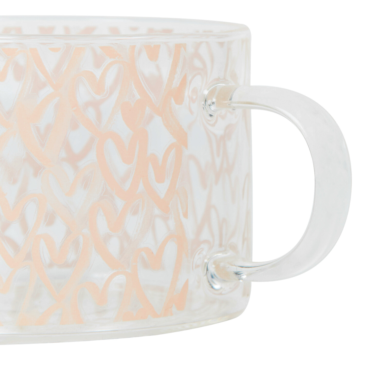 Glass Heart Decal Mug 500ml - Clear and Pink Image 4