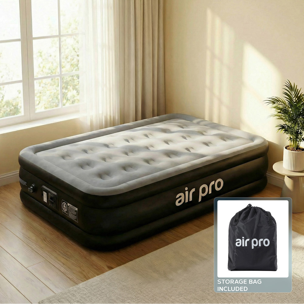 Air Pro Black Single Inflatable Air Mattress with Built-in Electric Pump and Repair Patch Image 3