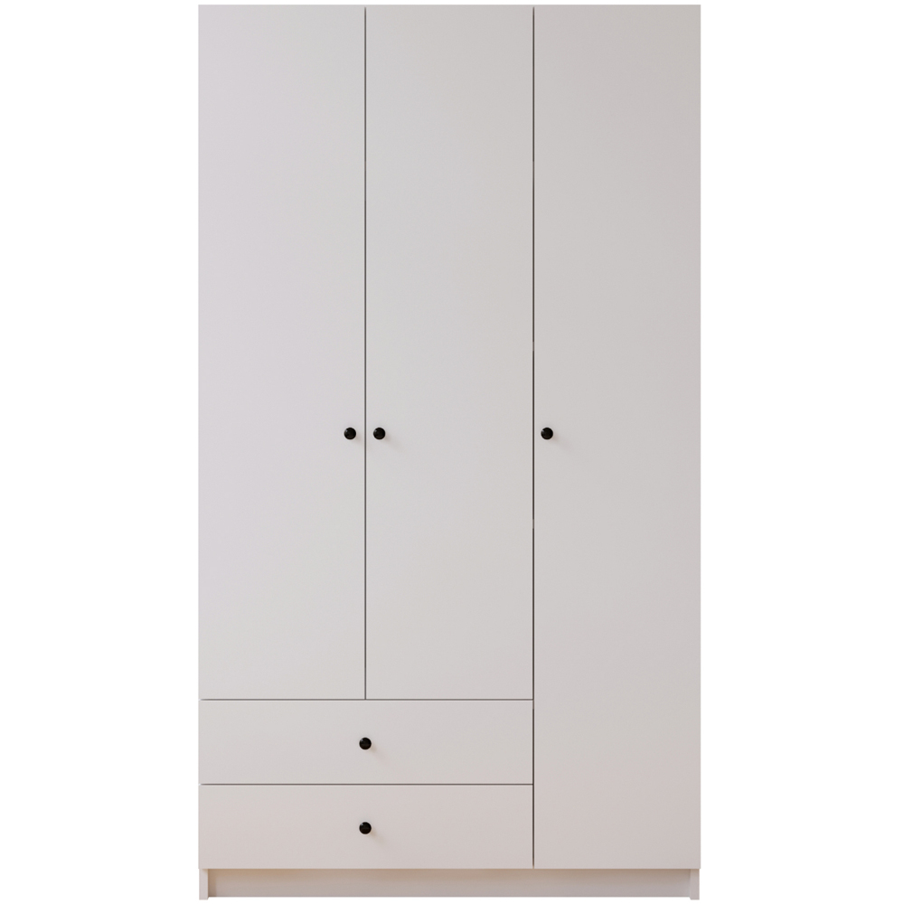 Evu ECU 3 Door 2 Drawer White Wardrobe Image 2