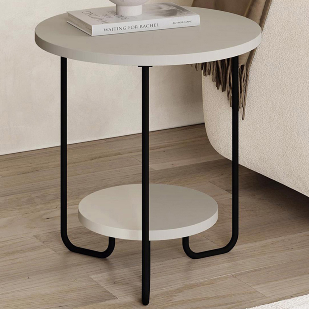 FWStyle Corro 2 Tier Sandstone Side Table Image 1