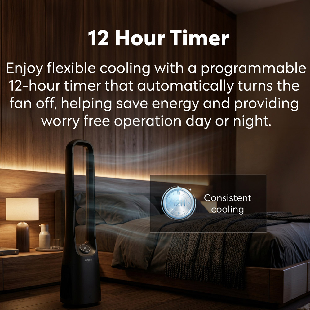 Air Pro Black Oscillating SmartVoice Bladeless Tower Fan with Remote 42 inch Image 4