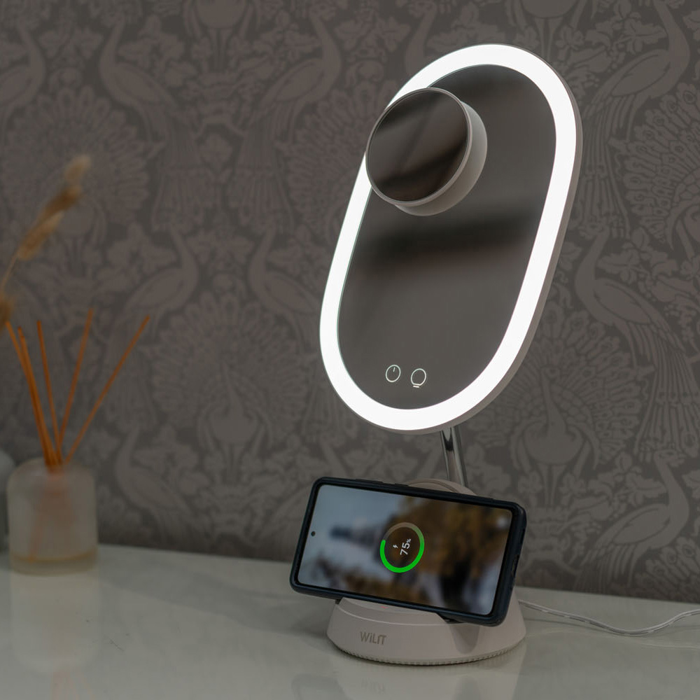 ValueLights White LED Make Up Mirror with Wireless Phone Charging Image 2