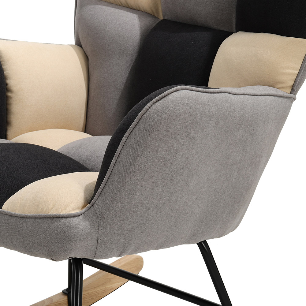 Living and Home Tufted Linen Upholstered Rocking Chair Image 4