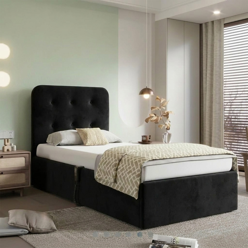 Paradise Beds The Linda Black Double Adjustable Mobility Bed with Mattress and Headboard Image 2
