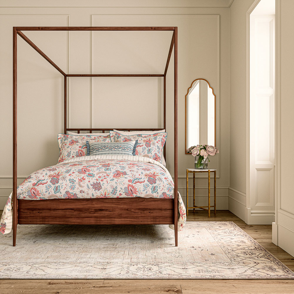 V&A Chintz Reverie Super King Size Red and Teal Duvet Set Image 5