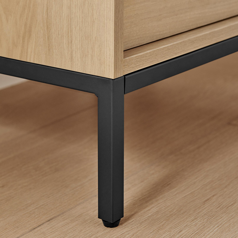 Furniturebox Sval Single Drawer Single Shelf Oak Effect Wooden Bedside Table Image 3