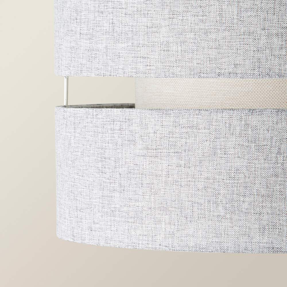 ValueLights Sophia 2 Tier Grey Linen Ceiling Drum Lamp Shade Image 5