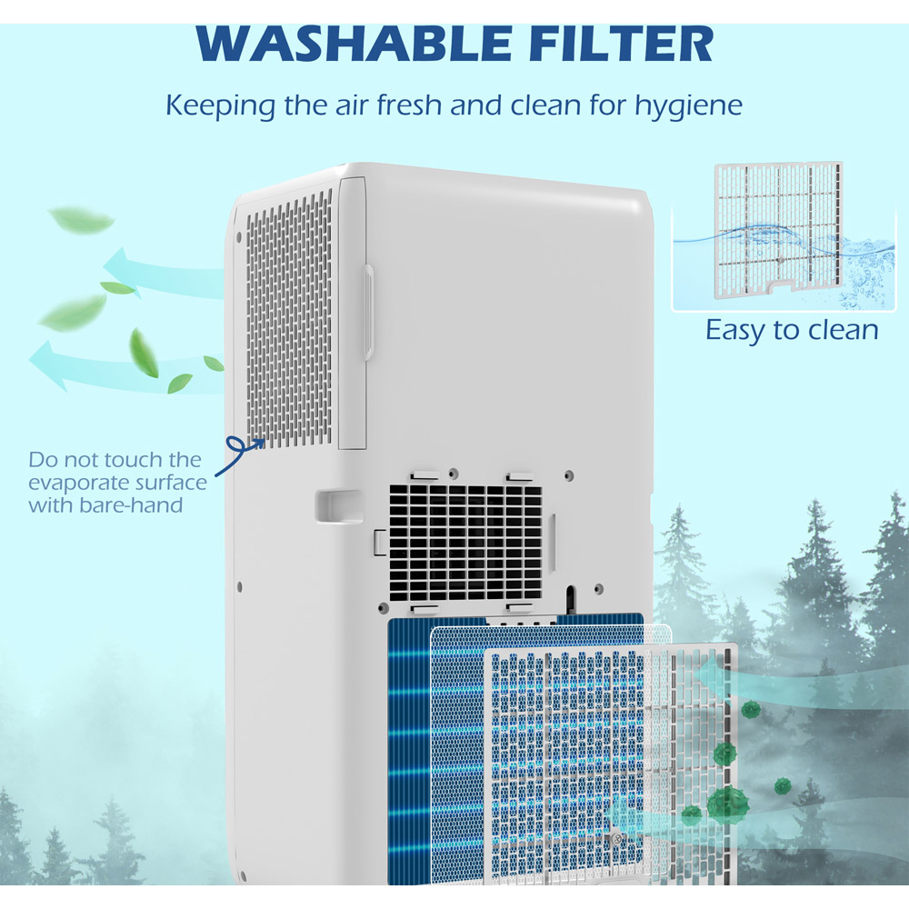 HOMCOM White 9000BTU Portable Air Conditioner with Dehumidifier and Timer Image 5