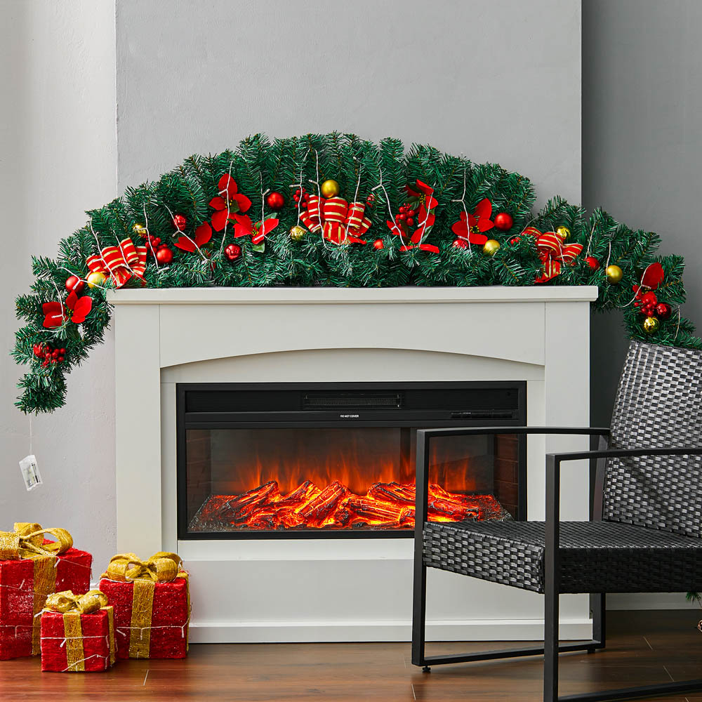 Living and Home Warm White LED Green Classic Artificial Christmas Swag 180cm Image 2