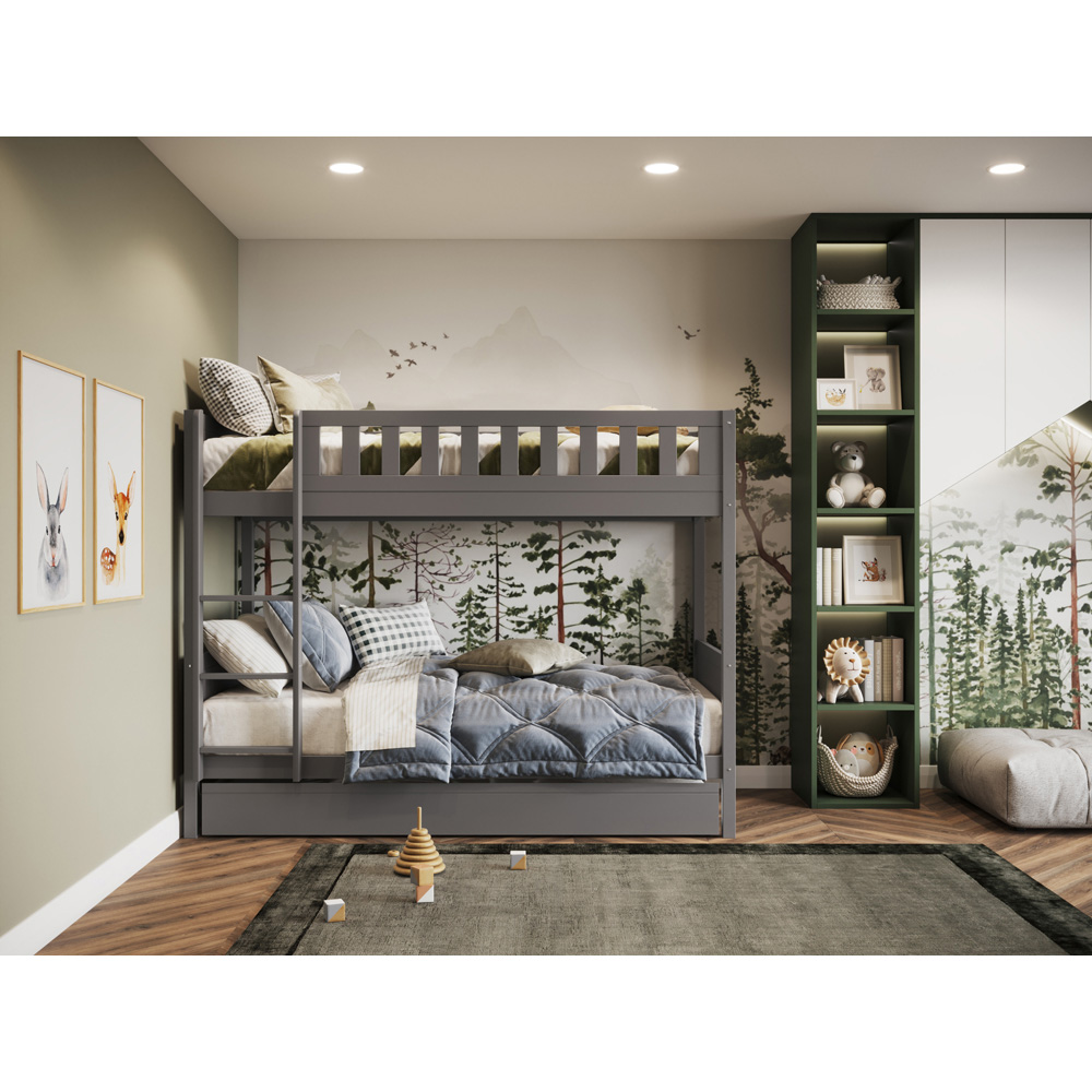 Flair Bea 2 Sleeper Grey Bunk Bed with Trundle Image 4