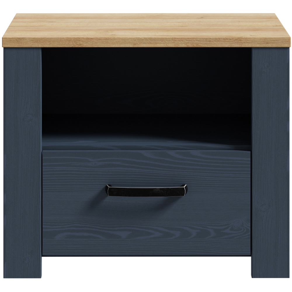 Florence Bohol Single Drawer Navy Oak Bedside Table Image 3