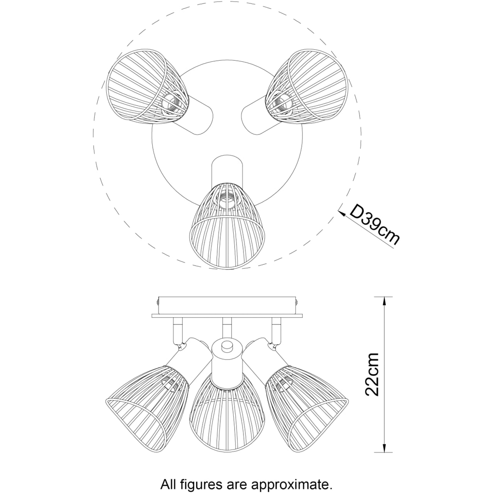 Cosylyte Hadley Matt Black 3 Light Wire Shade Spotlight Image 7