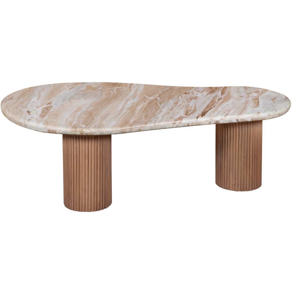 IH Design Bundi Natural Marble and Wood Pedestal Coffee Table Image 2