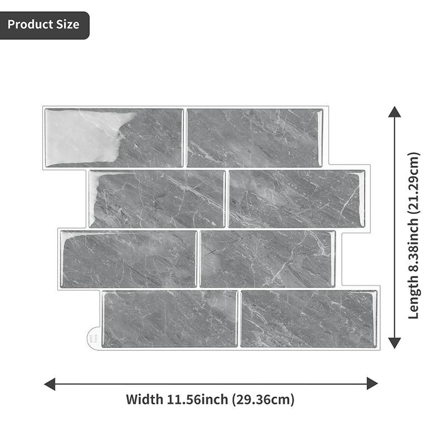 Peel and Stick Bricks Wall Tile Set Grey Image 2