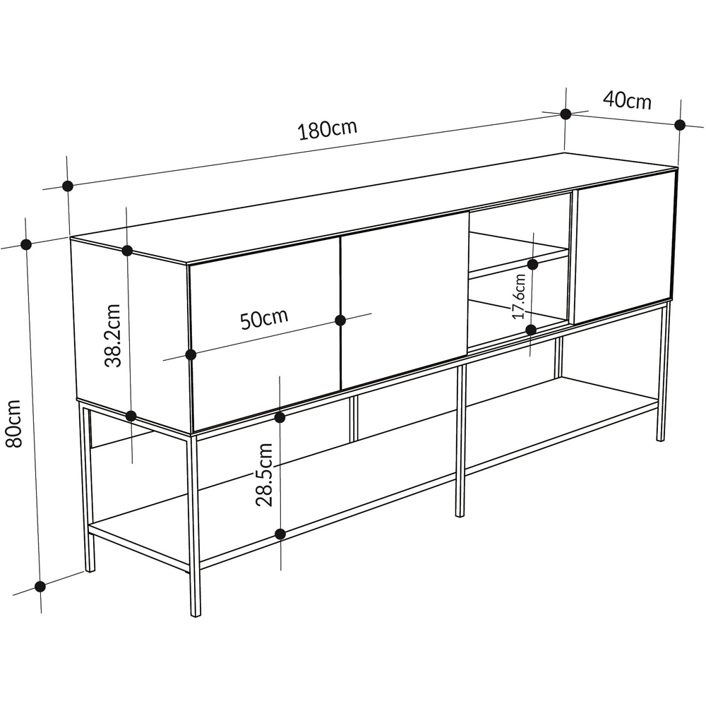 Decortie Amira 3 Door 3 Shelf Ash Green Console Table Image 8