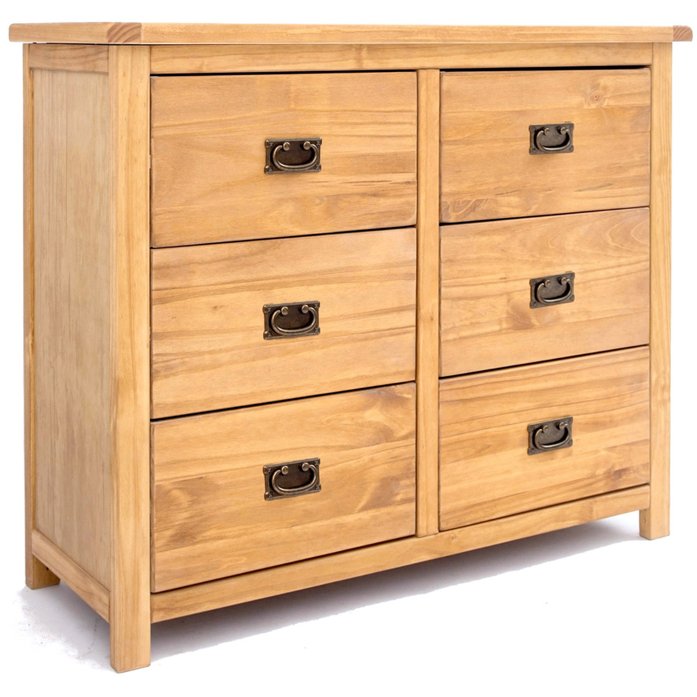 Cabinet Bits Lugo 6 Drawer Brown Brass Drop Handle Chest of Drawers Image 2