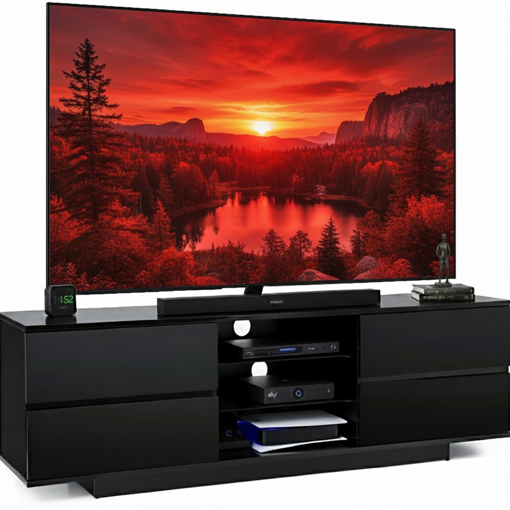Centurion Supports Avitus 4 Drawer 3 Shelf Premium Gloss Black TV Unit Image 2