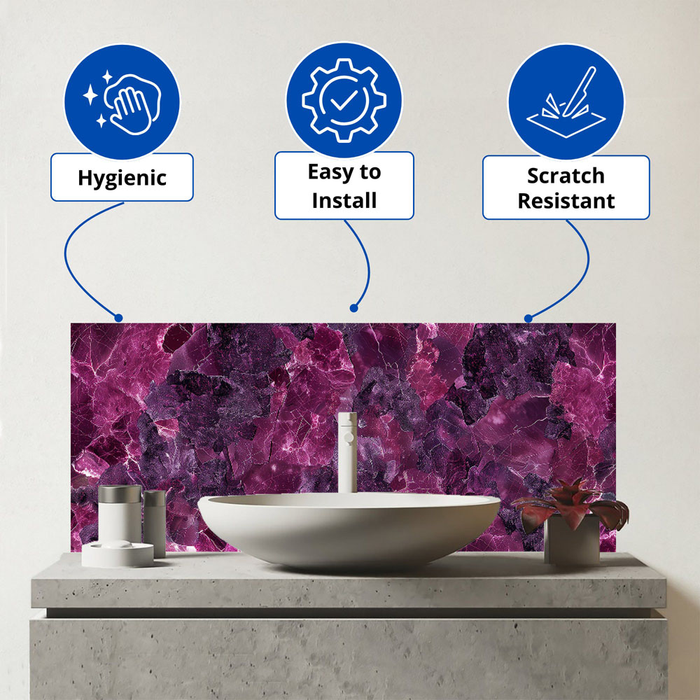 Warren Reed Designer Cherry Quartz Effect Bathroom Splashback 25 x 60cm Image 3