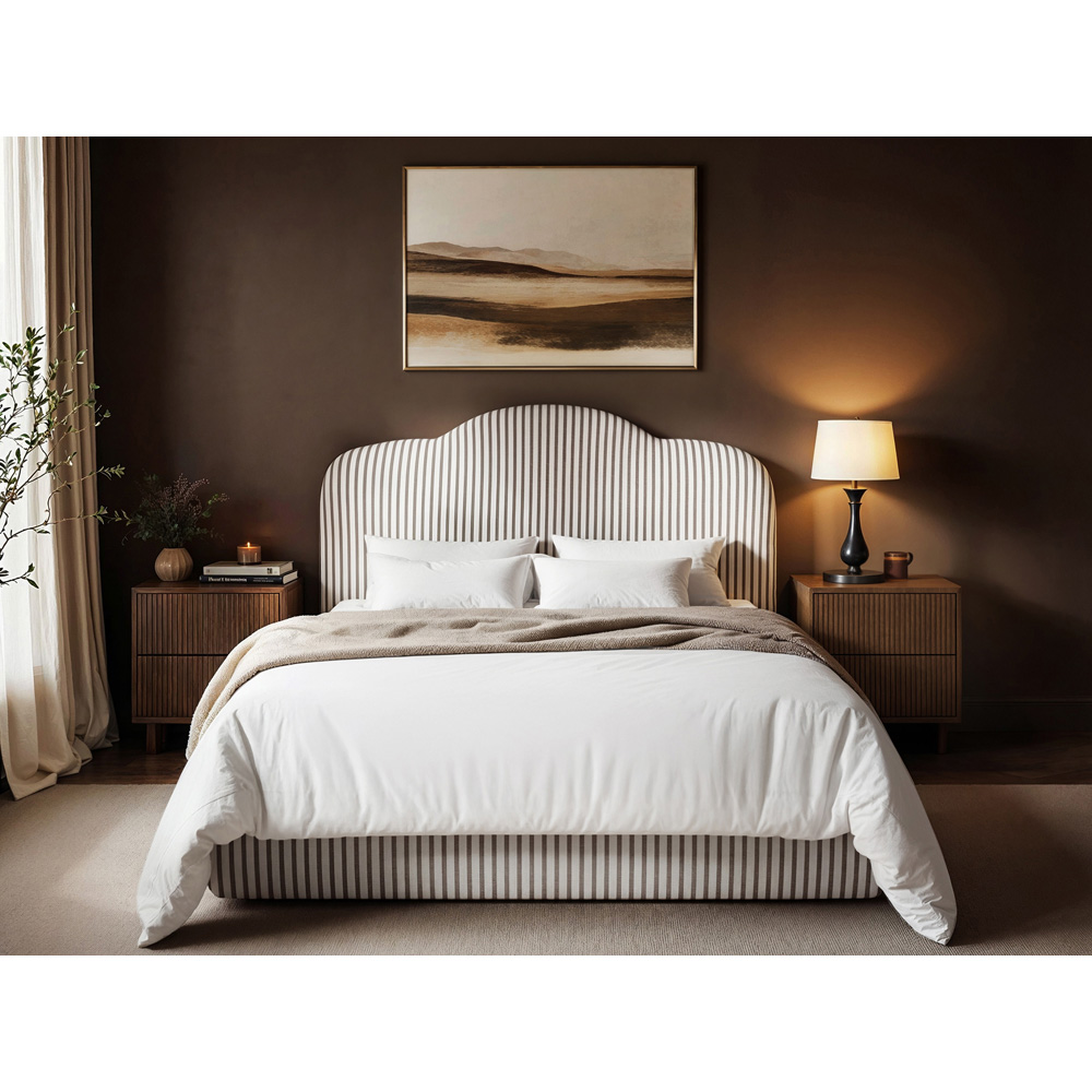 Solace+Co Skylynn Cloud King Size Cream and Brown Lift-Up Ottoman Bed Image 6