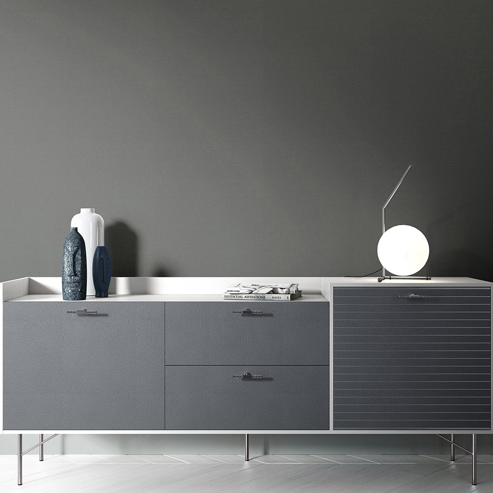 Elle Decoration Luxury Plain Dark Grey Woven Vinyl Wallpaper by Erismann Image 2