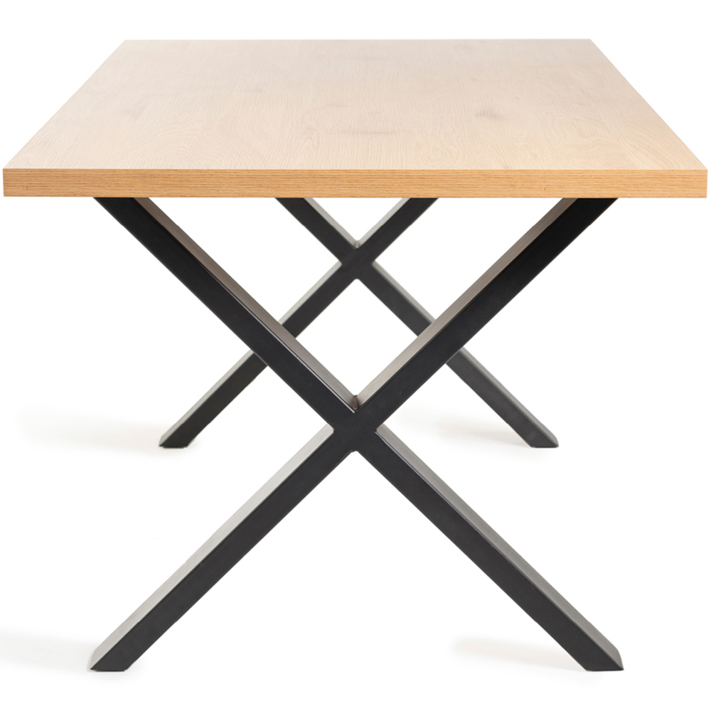 Bentley Designs Ramsay 6 Seater Rustic Oak Effect Melamine Dining Table with X Shape Legs Image 4