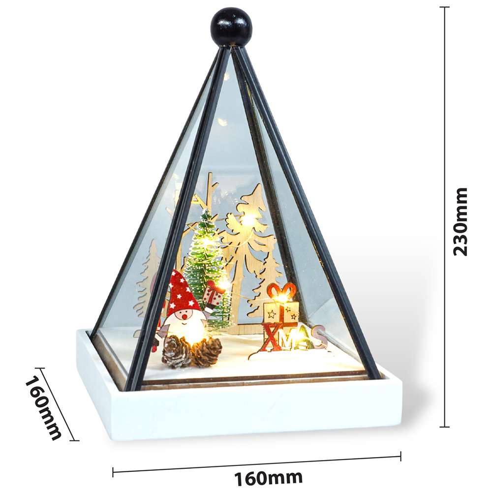 Xmas Haus Multicolour Triangle Hurricane Glass Holder with Gonk Scene Image 5