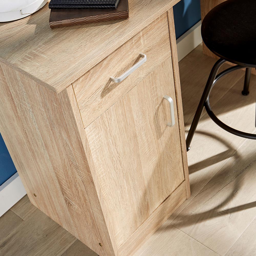 Home Source Tyler Computer Desk with Storage Cupboard Oak Image 7