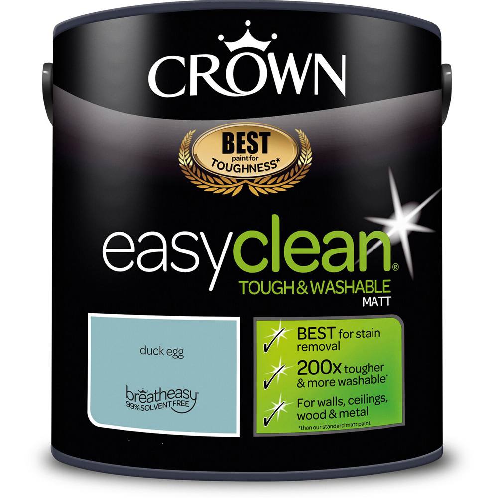 Crown Easyclean Duck Egg Matt Emulsion Multisurface Paint 2.5L Image 2