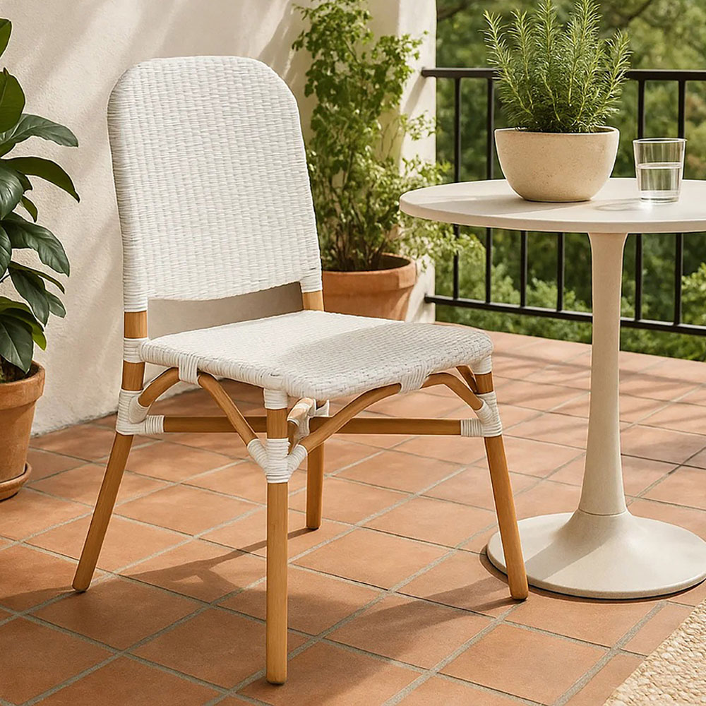 Premier Housewares Manado Natural and White Rattan Dining Chair Image 3