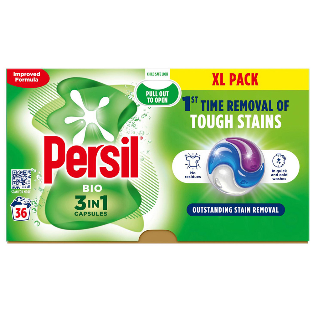 Persil Bio 3 in 1 Washing Capsules XL 36 Washes 5 Pack Image 2
