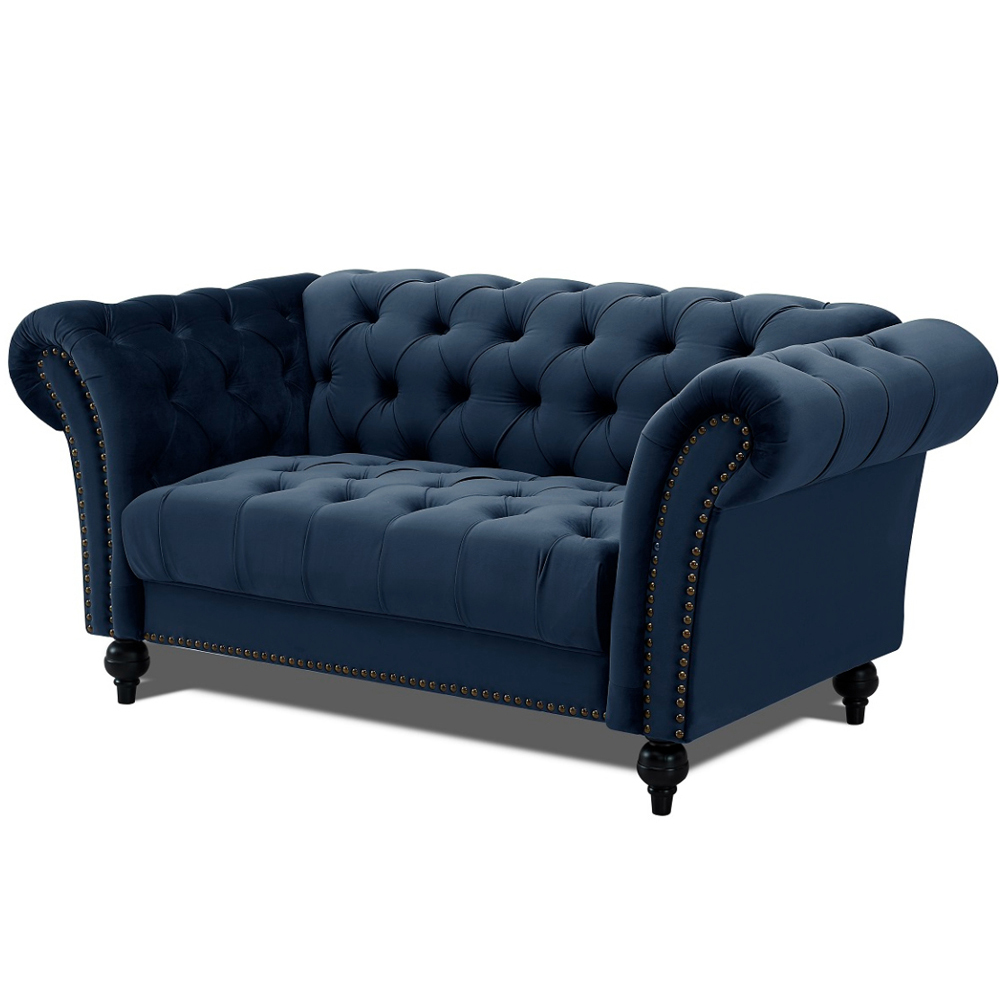 Home Detail Mayfair 2 Seater Midnight Blue Velvet Curved Sofa Image 2