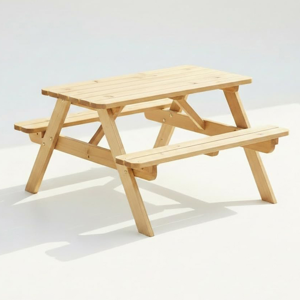 AMATA Ungurs Children's Natural Maxi Wooden Picnic Table Image 2