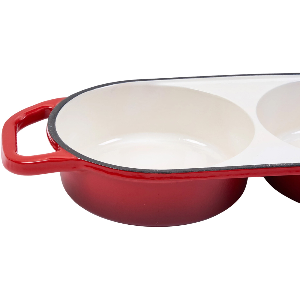 Living and Home Red Oval Enamelled Cast Iron Double Loaf Bread Pot Image 6