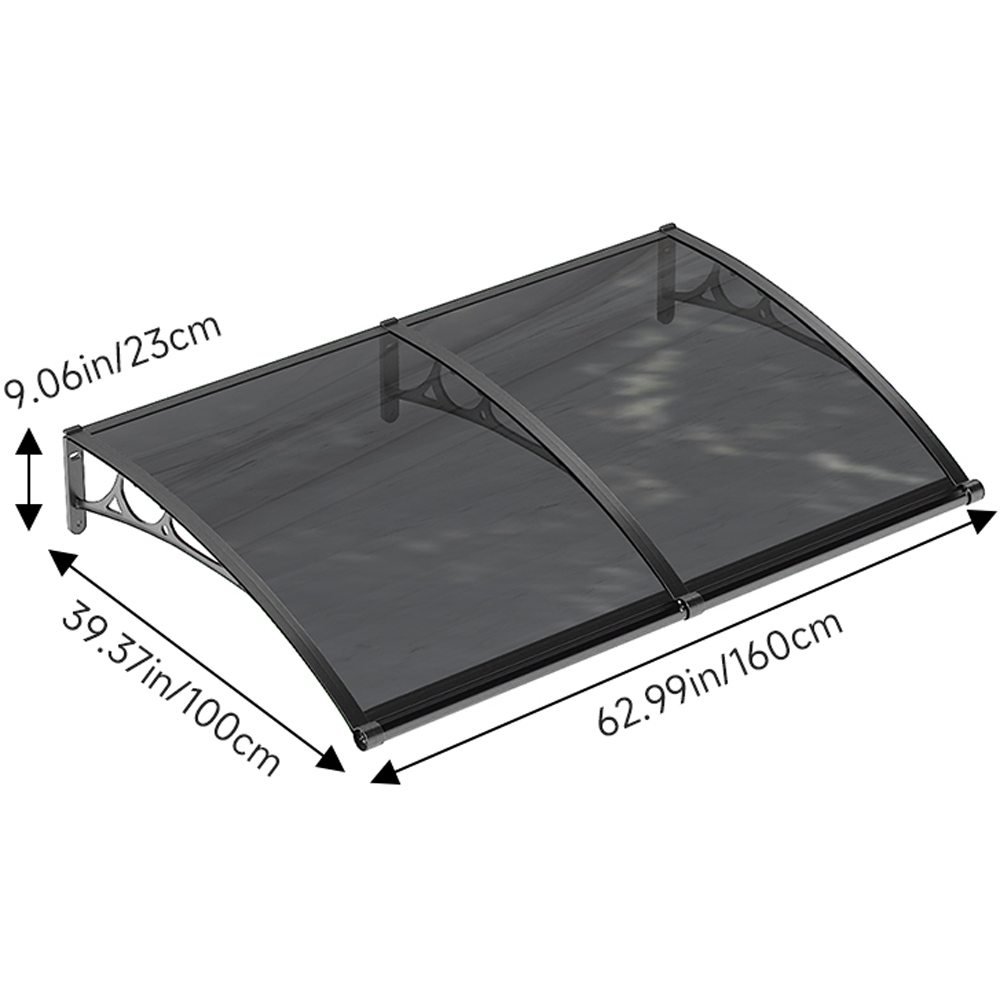 Living and Home Dark Grey Curved Door and Window Canopy 1.6 x 1.0m Image 9