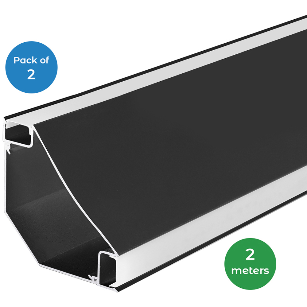 ENER-J Black Corner Aluminium Profile Gypsum LED Cove Light 2m 2 Pack Image 3