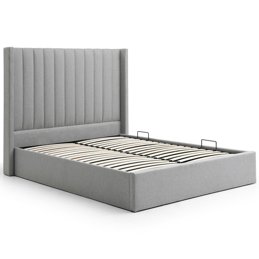 Atticus King Grey Faux Wool Ottoman Bed Image 3
