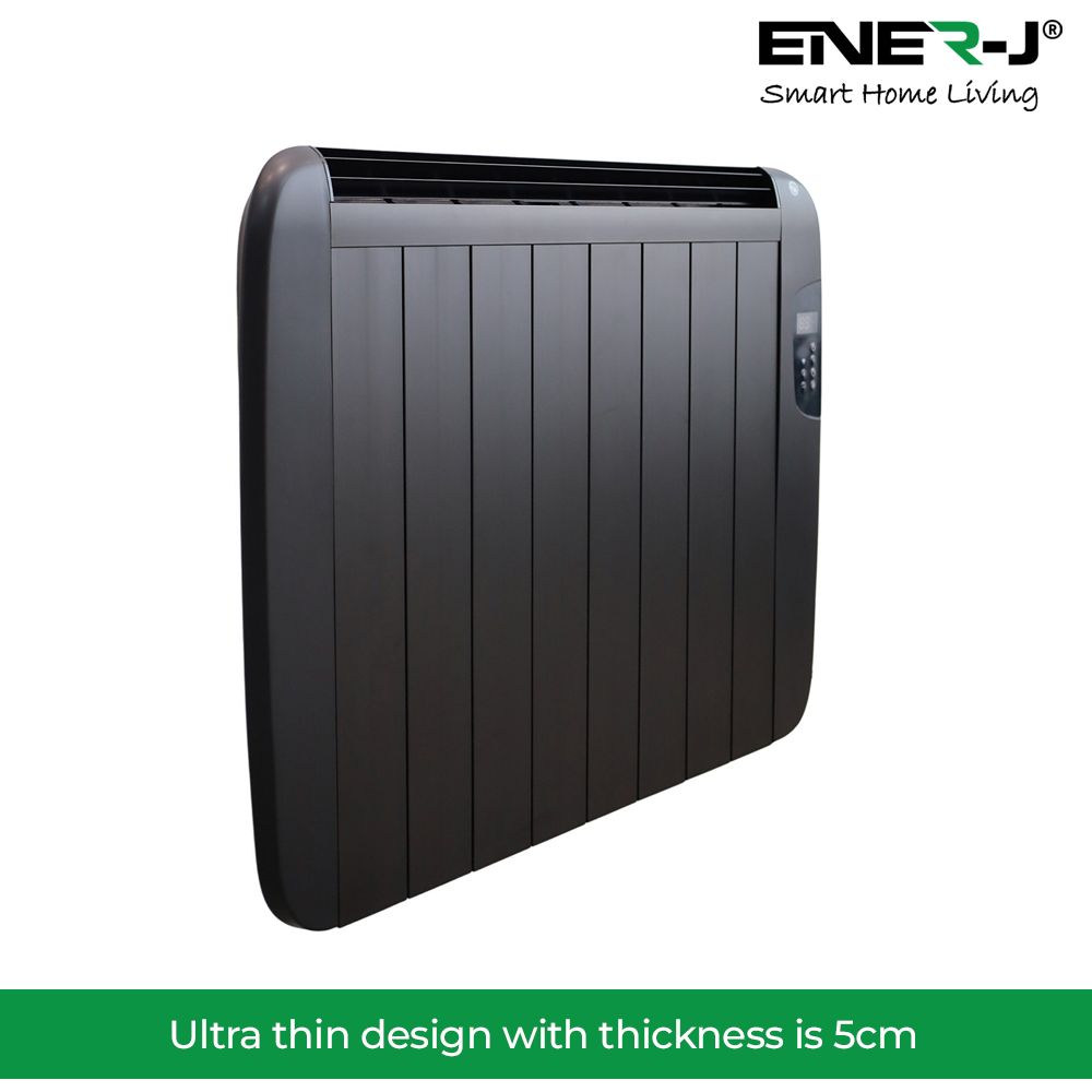 ENER-J Smart Black Radiator Heater with Aluminium Heating Element 1200W Image 3