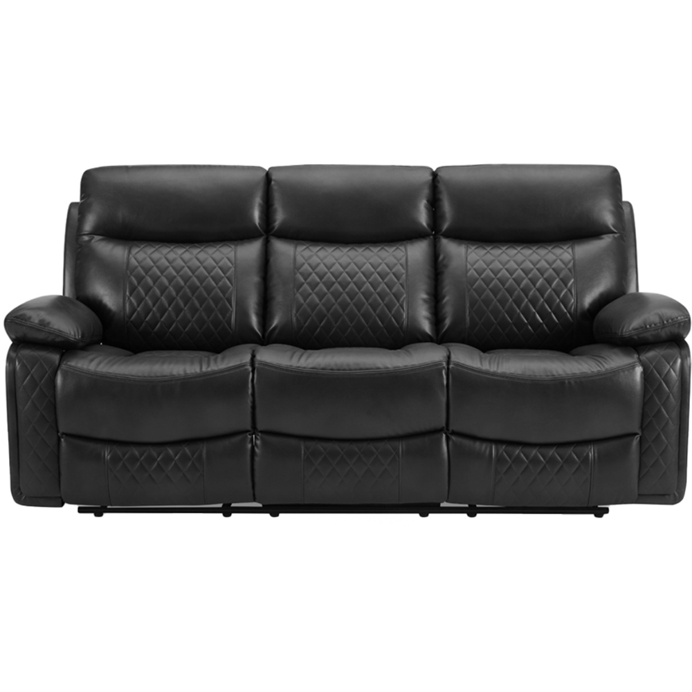 Home Detail Carson 3 Seater Black Faux Leather Electric Recliner Sofa Image 3
