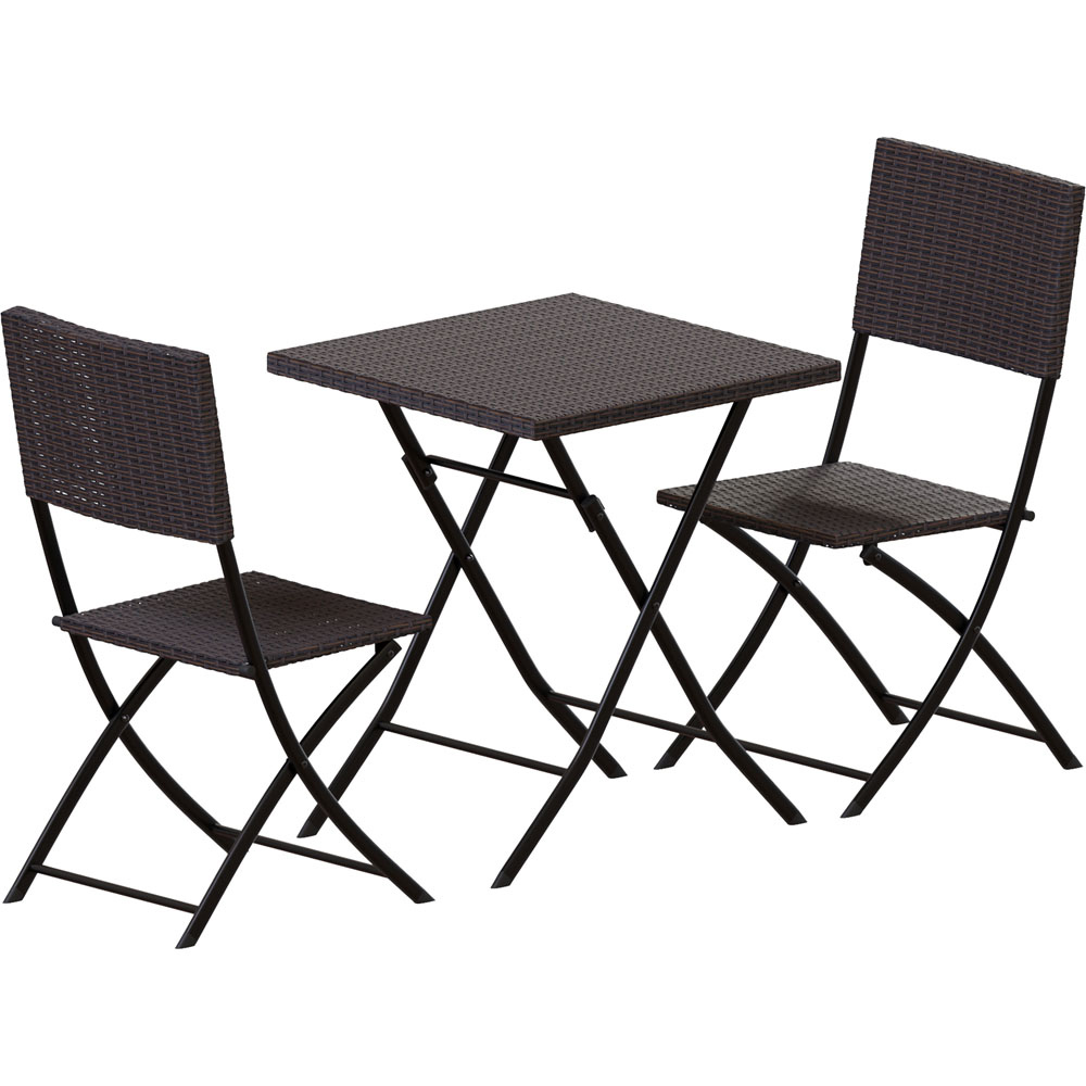 Garden Vida Capri Rattan Effect 2 Seater Bistro Set Brown Image 2
