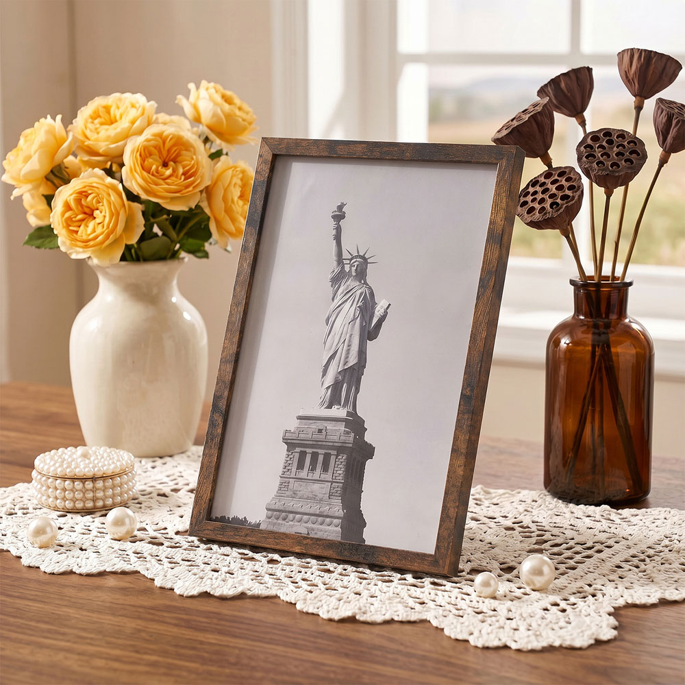 Living and Home Dark Walnut Wood Grain Photo Frame 11.7 x 16.5 inch 5 Pack Image 2