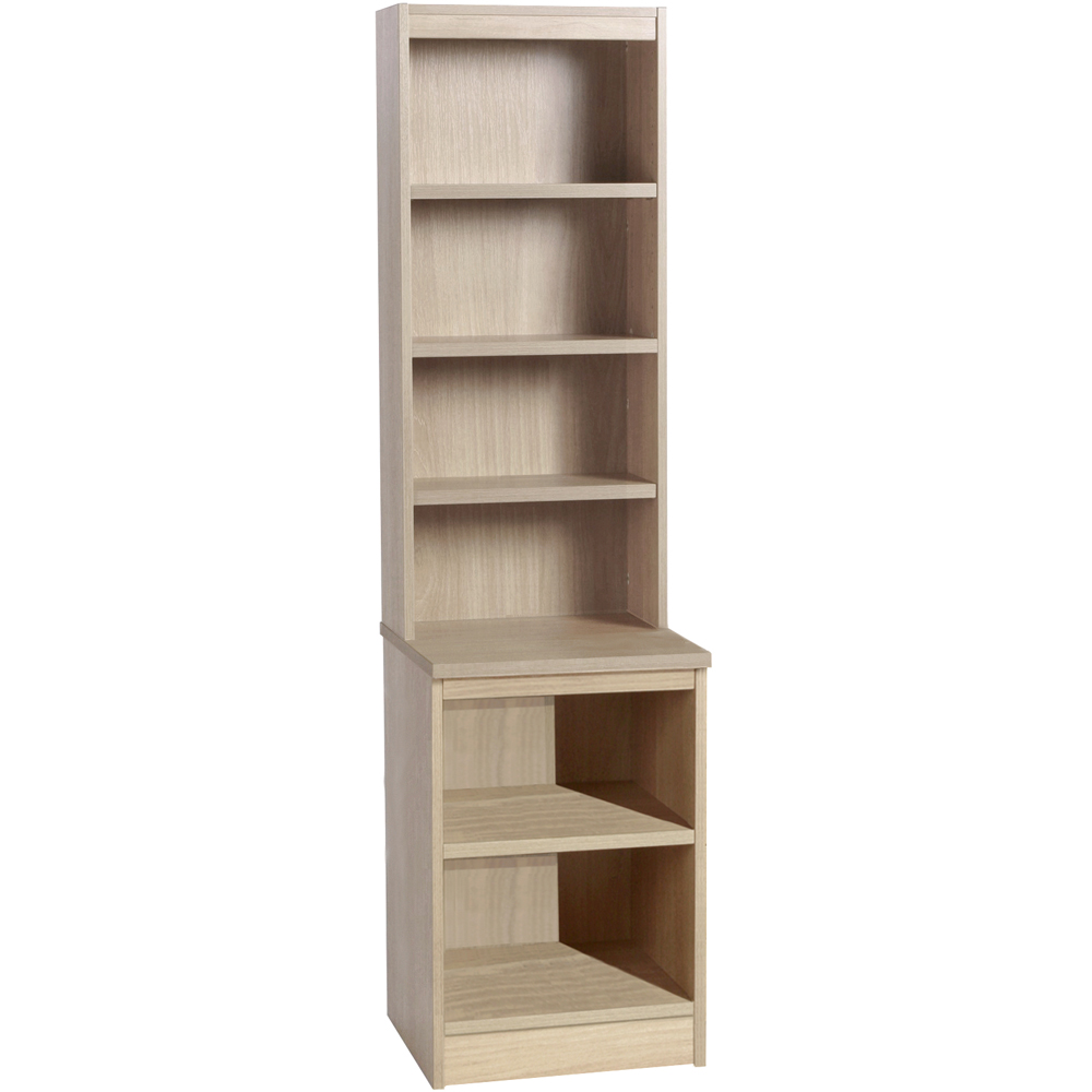 R White Cabinets 6 Shelf Brown Desk Height Bookcase with Hutch Image 2