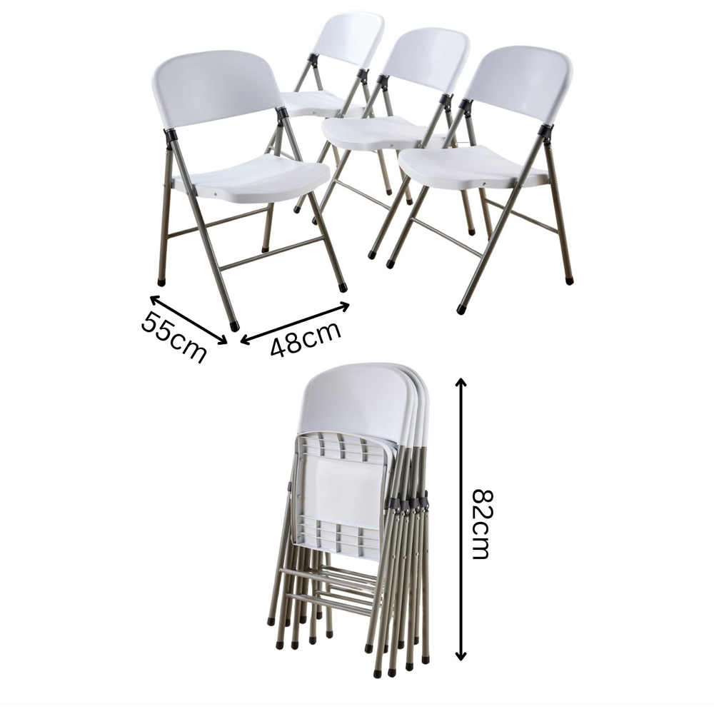 Home Source Set of 4 White Folding Chairs Image 4