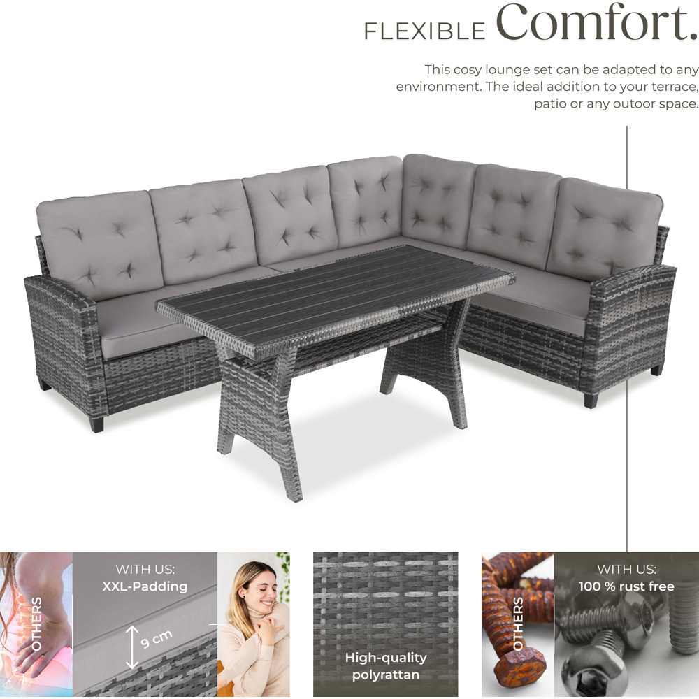 tectake Catania 6 Seater Grey Garden Corner Sofa with Cushions Image 3