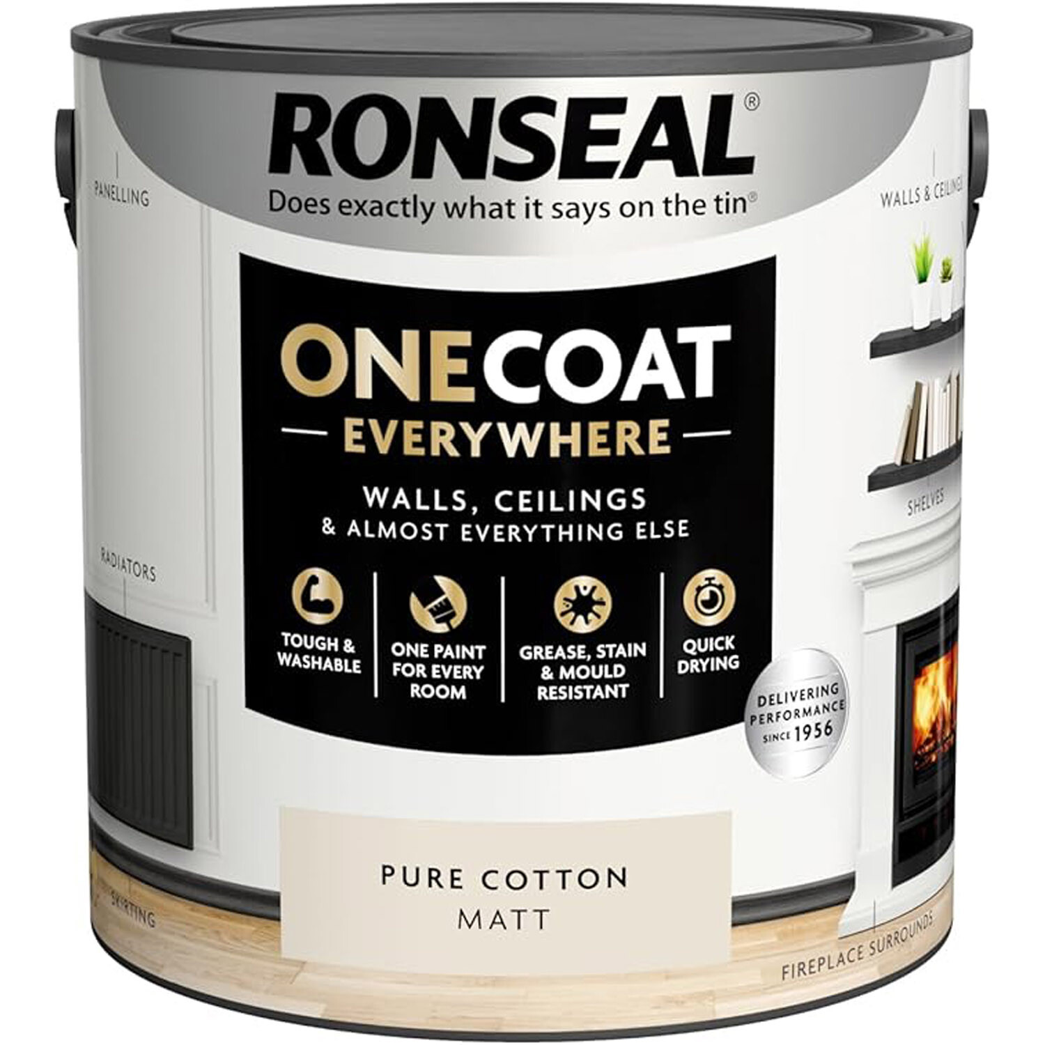 Ronseal One Coat Everywhere Interior Paint Pure Cotton 2.5l Image 2