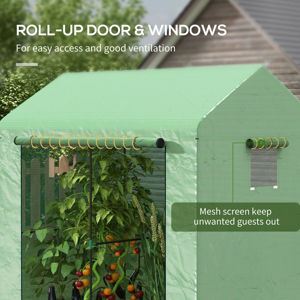 Outsunny Green Plastic 4.5 x 6.5ft Walk In Greenhouse Image 6