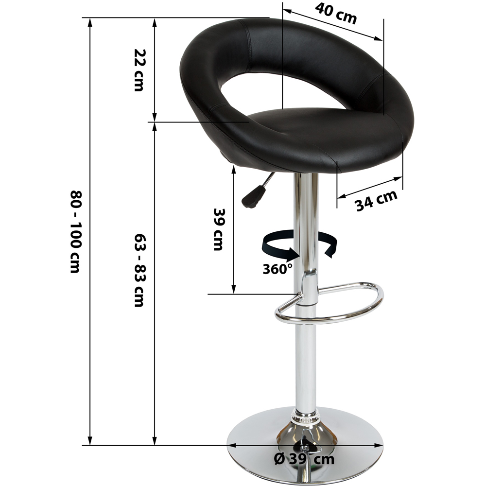 tectake Christian Synthetic Leather Bar Stool Set of 2 Image 8