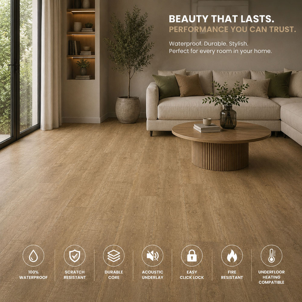 Britwall Antique Country Oak Wood-Embossed SPC Vinyl Flooring 1220 x 181mm 10 Pack Image 5