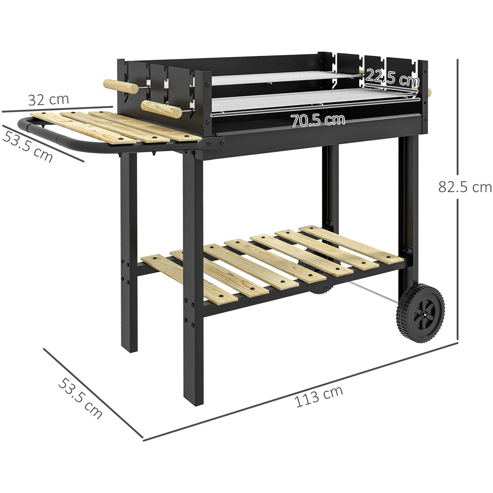 Outsunny Charcoal Barbecue Grill with Side Table and Storage Shelf Image 9
