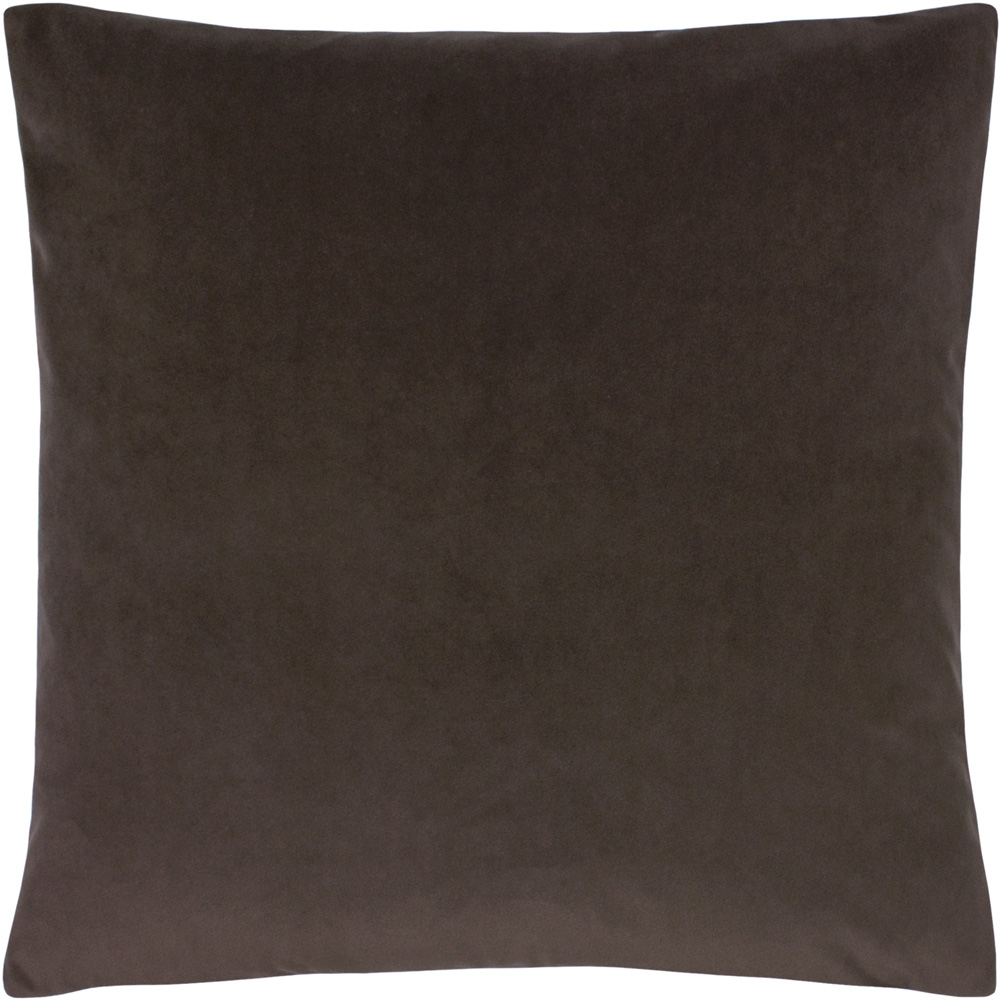 Paoletti Sunningdale Truffle Square Velvet Cushion Image 1
