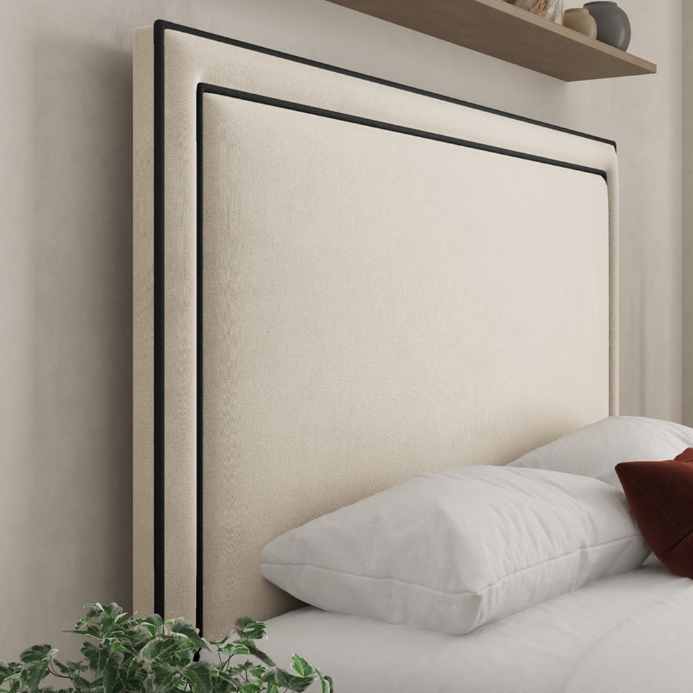 DS Living Verona Single Plush Cream Piping Bed Frame Image 2